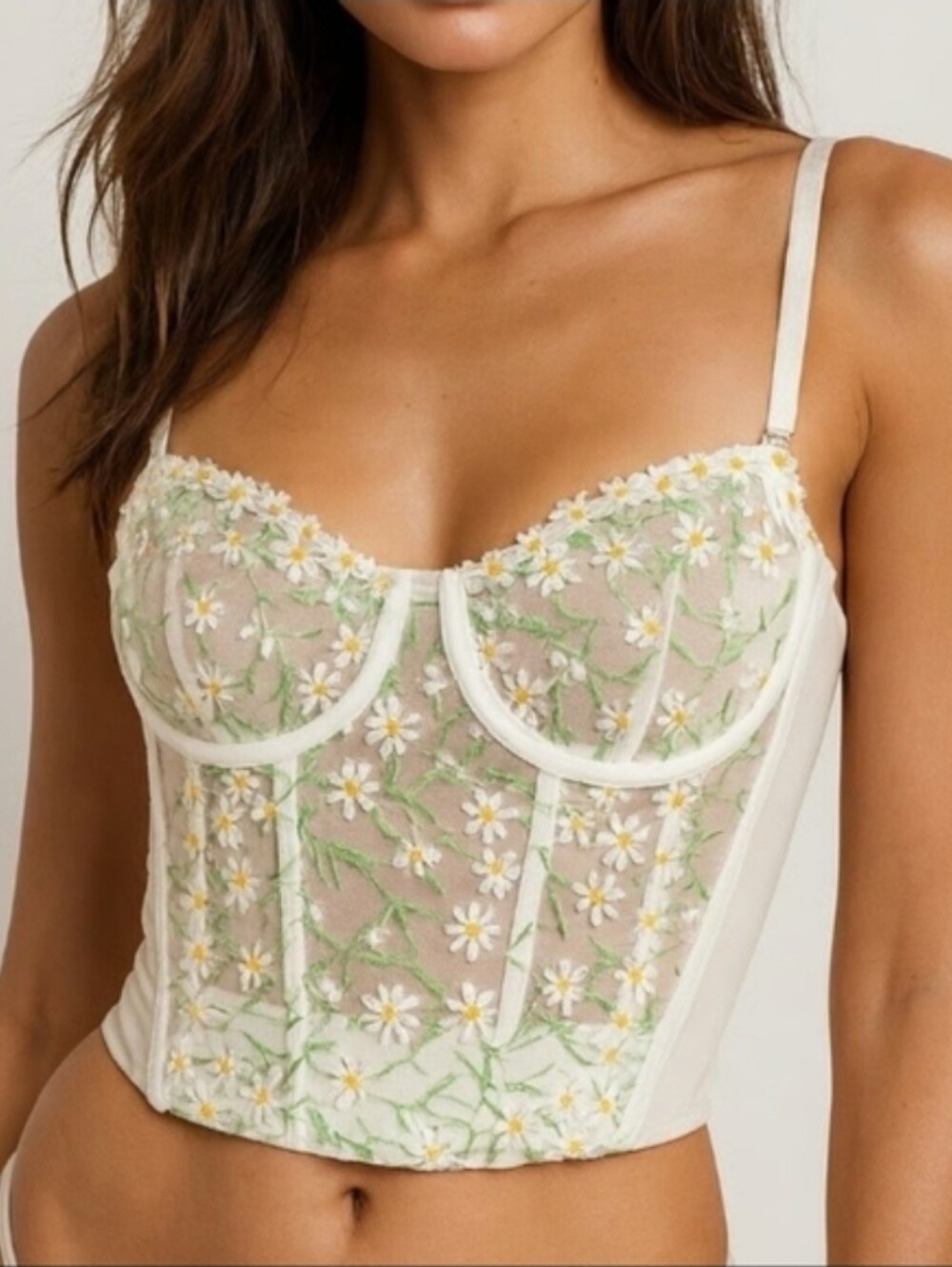 Victoria's Secret Dream Angels Daisy Chain Embroidery Strapless Corset Top 32DD